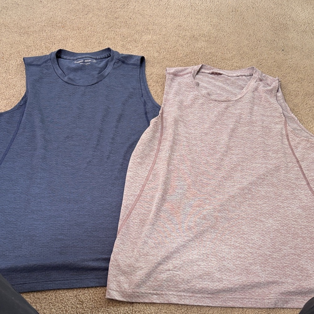 Set of Two Sleeveless Tops in Blue and Mauve